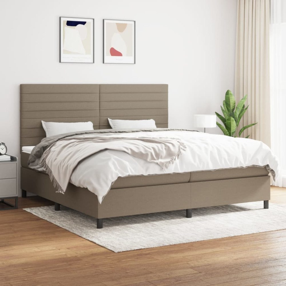 vidaXL Ramsäng med madrass taupe 200x200 cm tyg