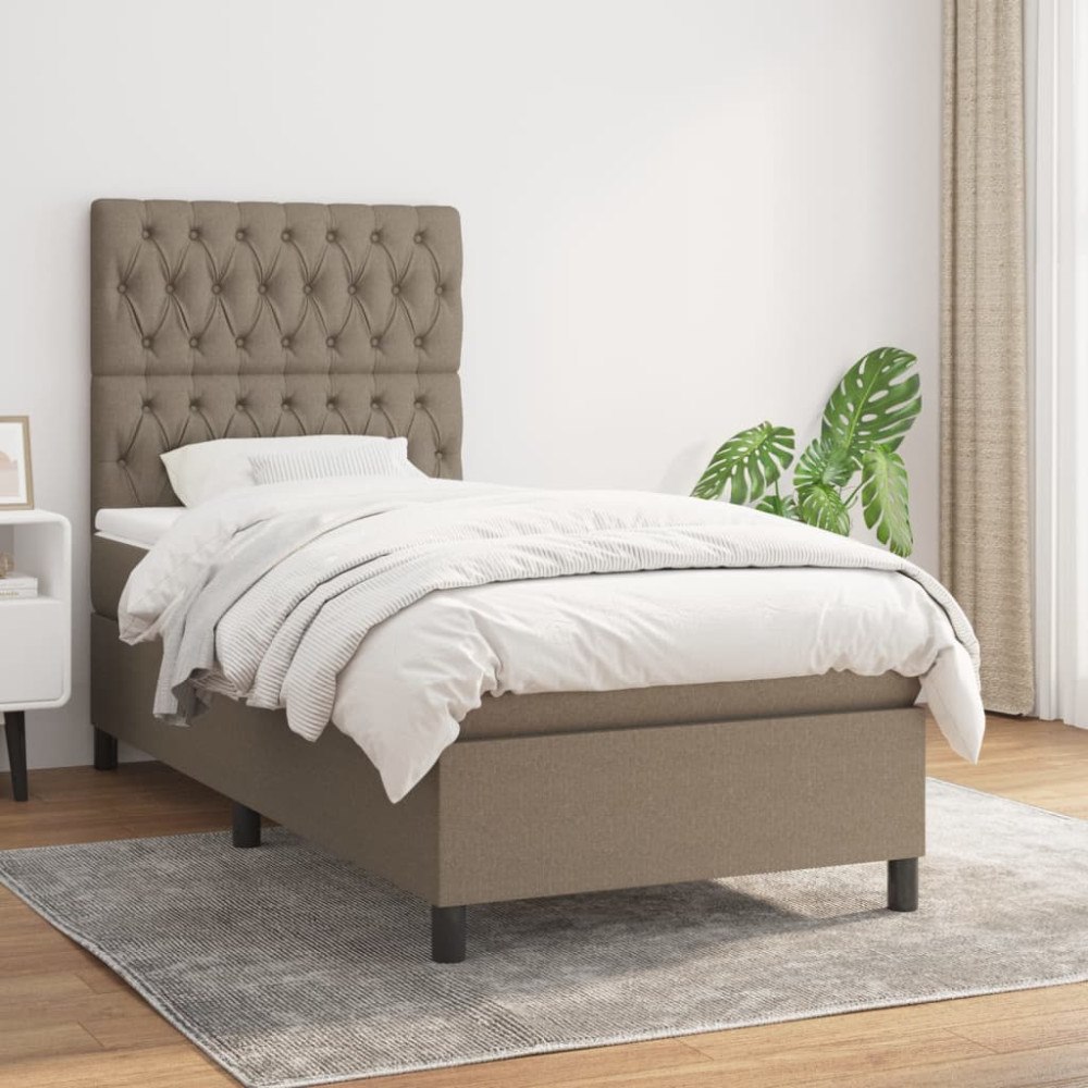 vidaXL Ramsäng med madrass taupe 100x200 cm tyg