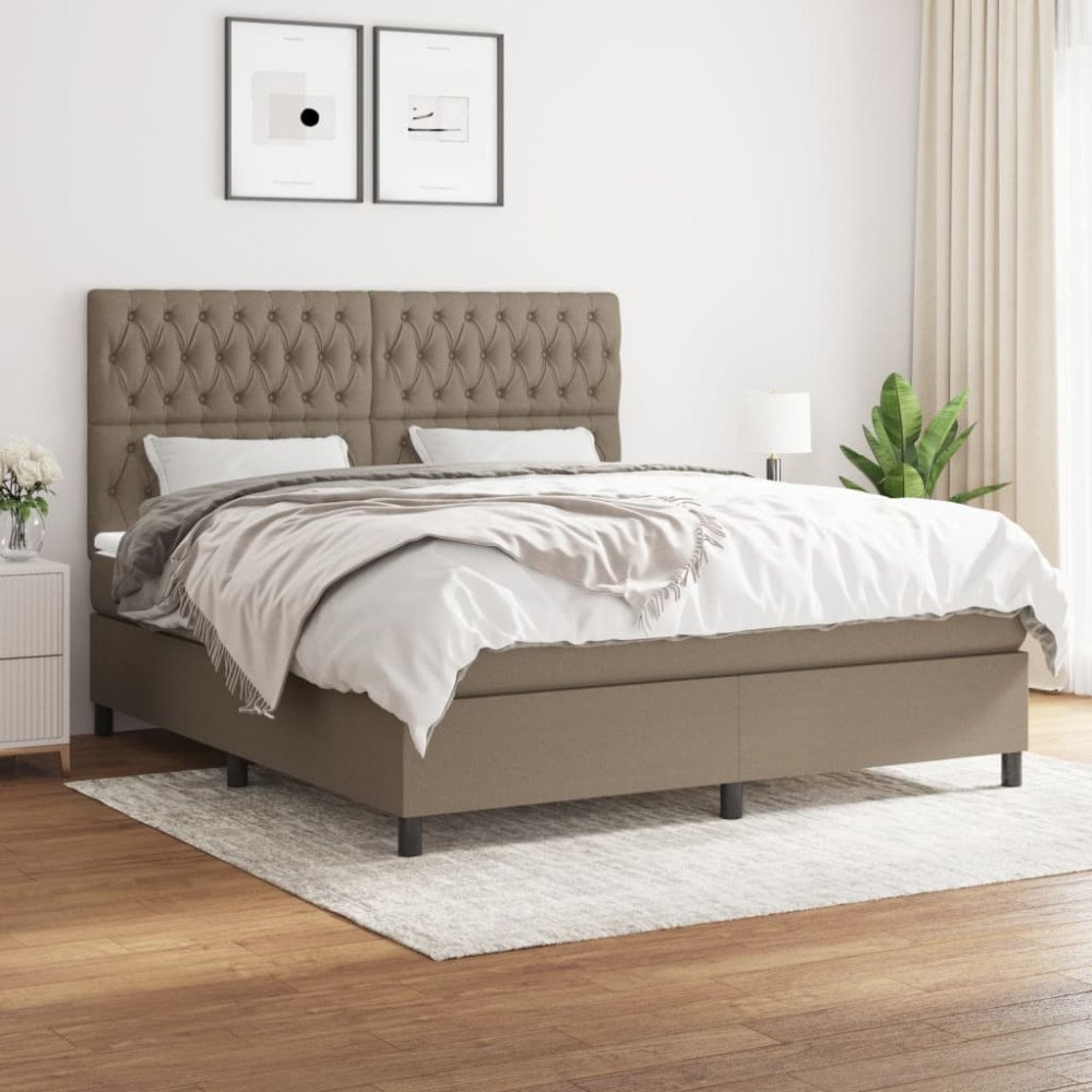 vidaXL Ramsäng med madrass taupe 180x200 cm tyg