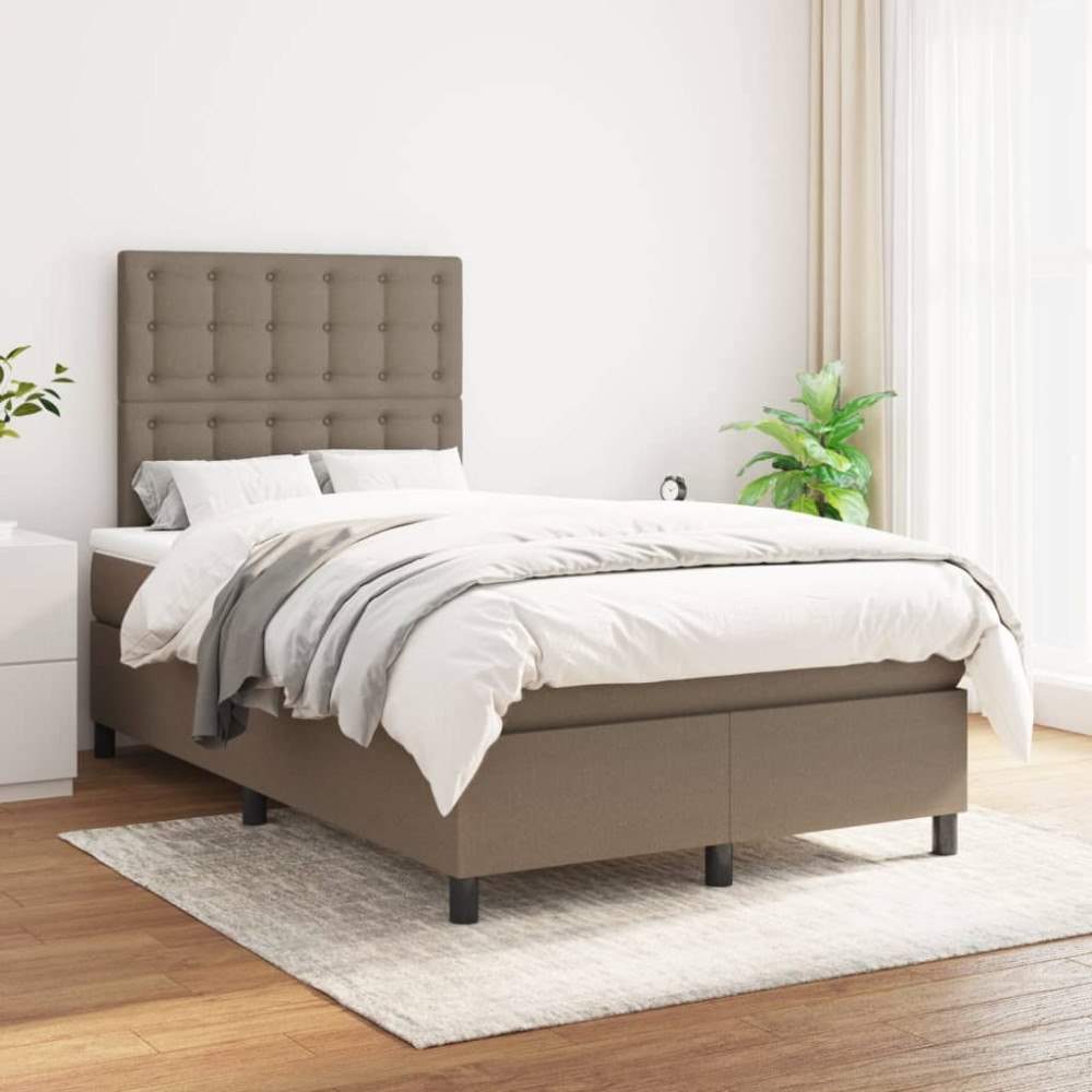 vidaXL Ramsäng med madrass taupe 120x200 cm tyg