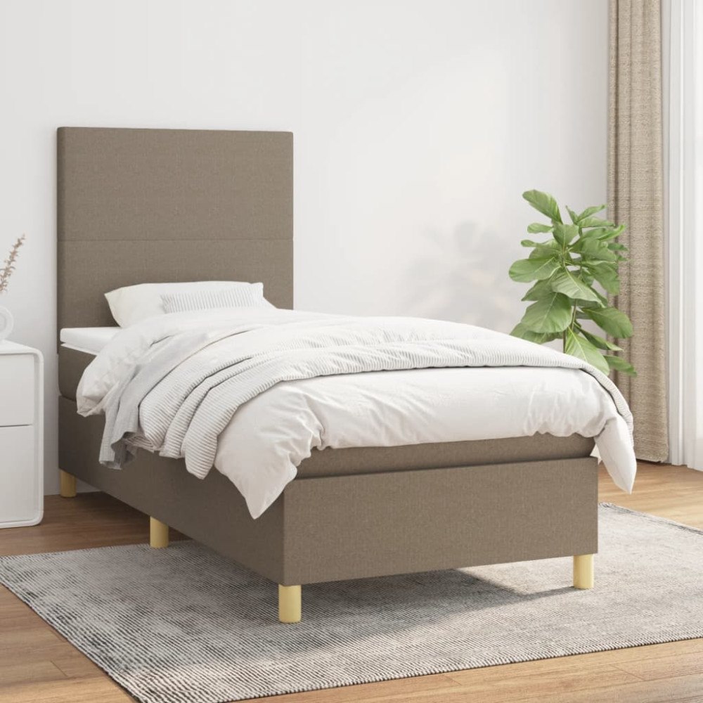 vidaXL Ramsäng med madrass taupe 100x200 cm tyg