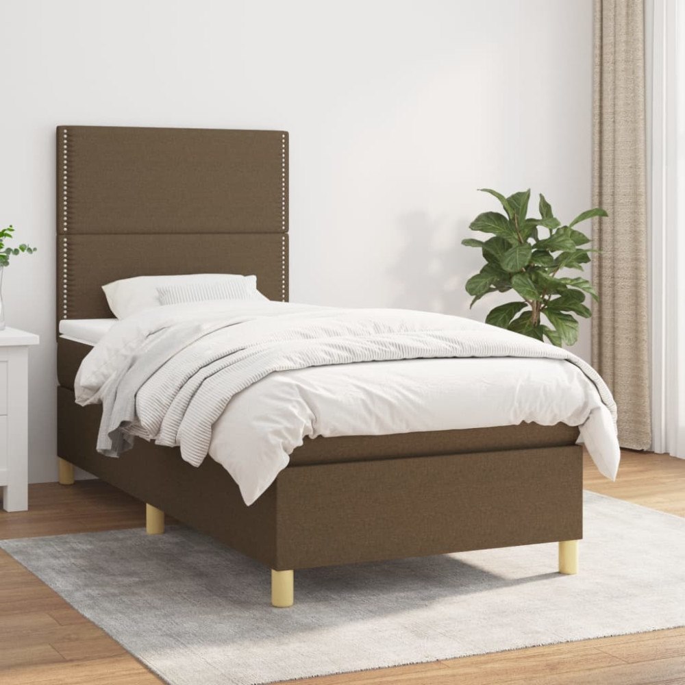 vidaXL Ramsäng med madrass mörkbrun 80x200 cm tyg