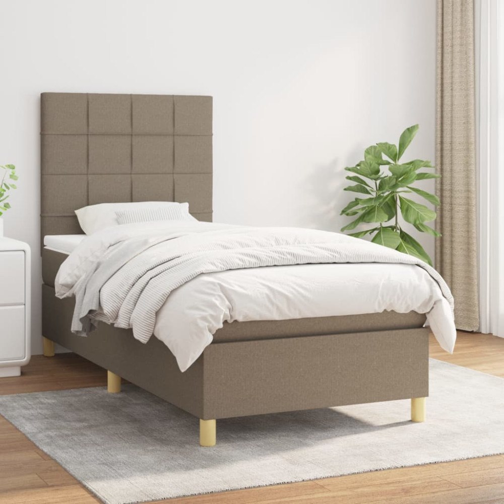 vidaXL Ramsäng med madrass taupe 90x190 cm tyg