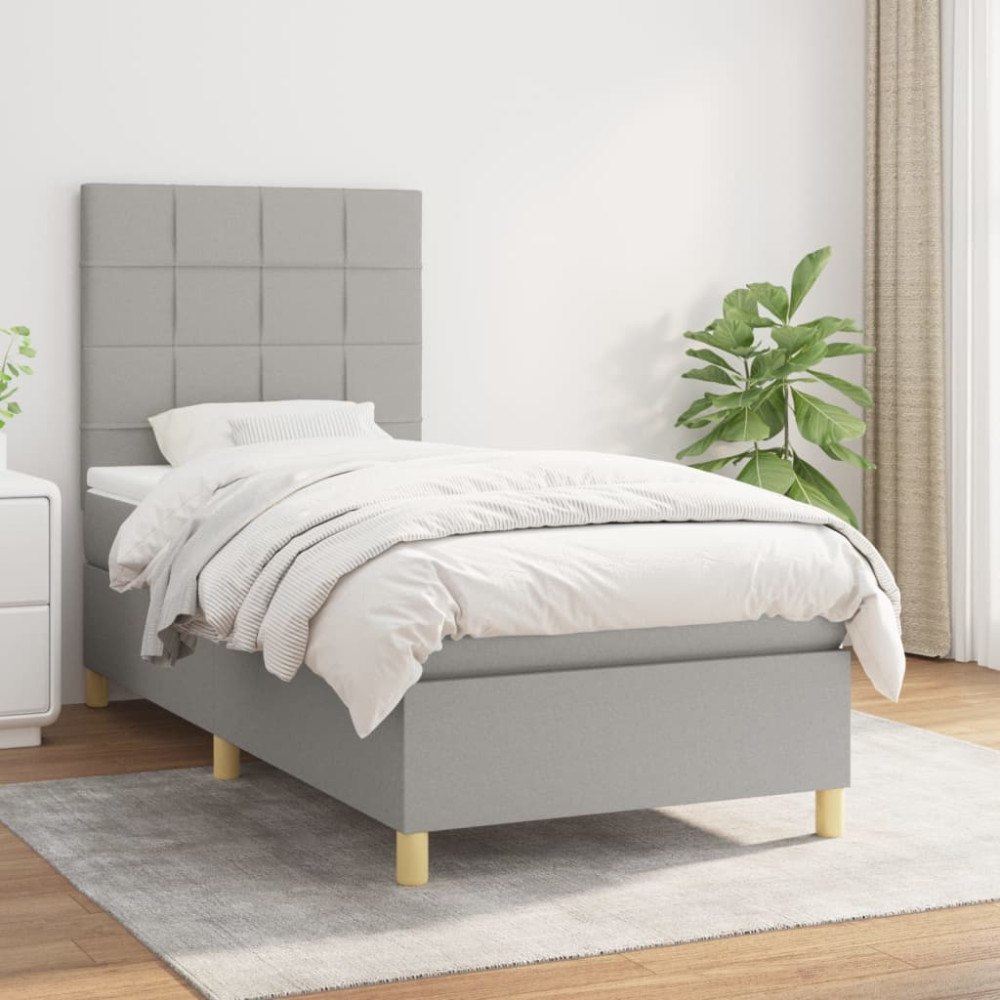 vidaXL Ramsäng med madrass ljusgrå 100x200 cm tyg