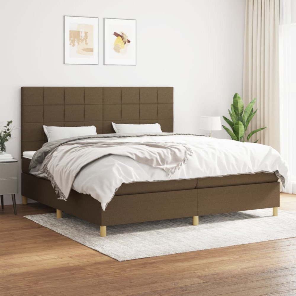vidaXL Ramsäng med madrass mörkbrun 200x200 cm tyg