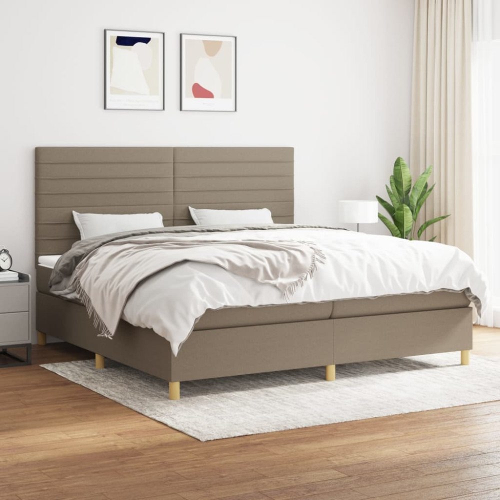 vidaXL Ramsäng med madrass taupe 200x200 cm tyg