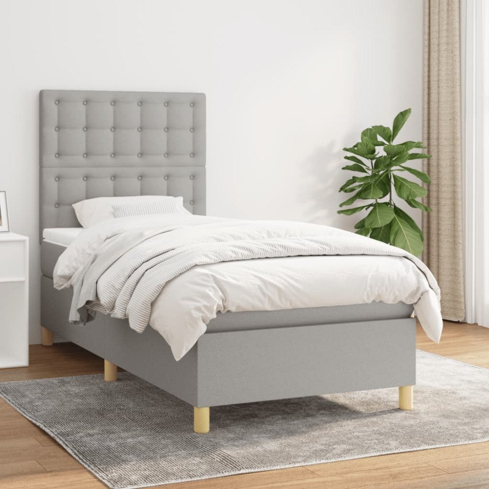 vidaXL Ramsäng med madrass ljusgrå 100x200 cm tyg