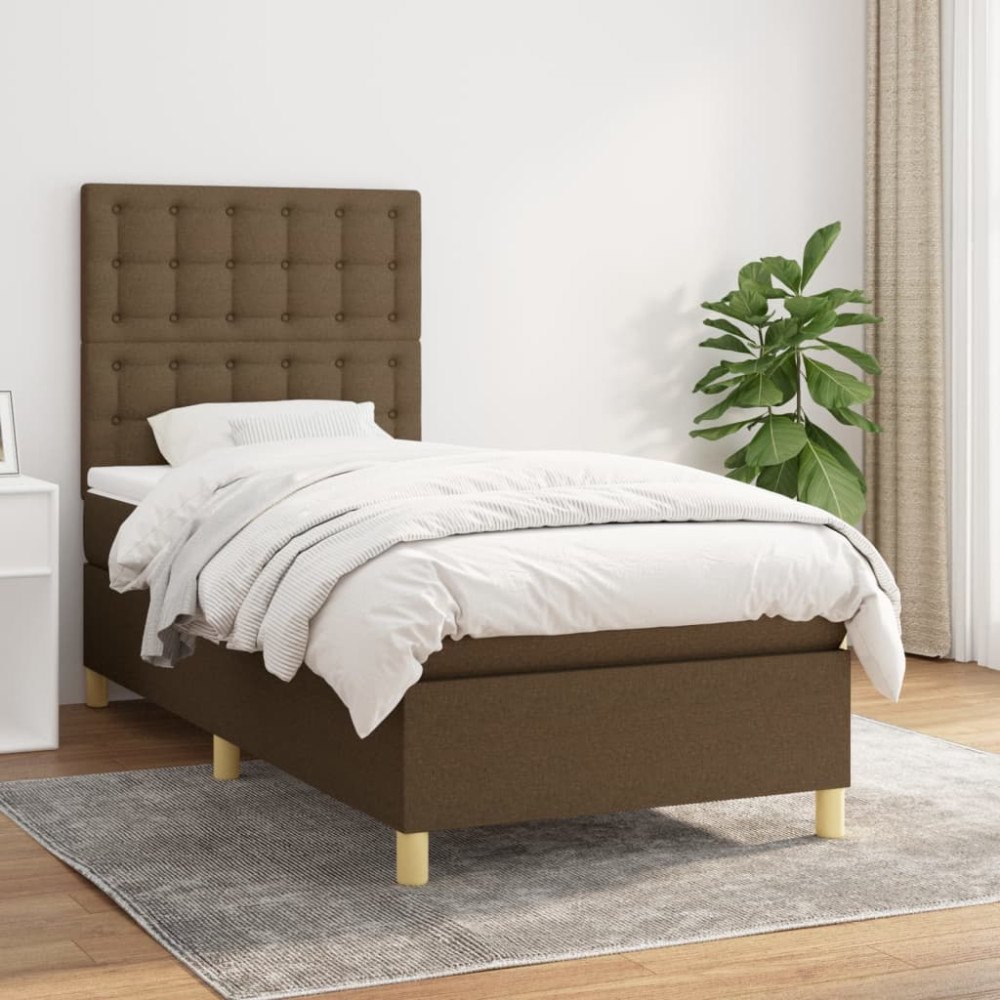vidaXL Ramsäng med madrass mörkbrun 100x200 cm tyg