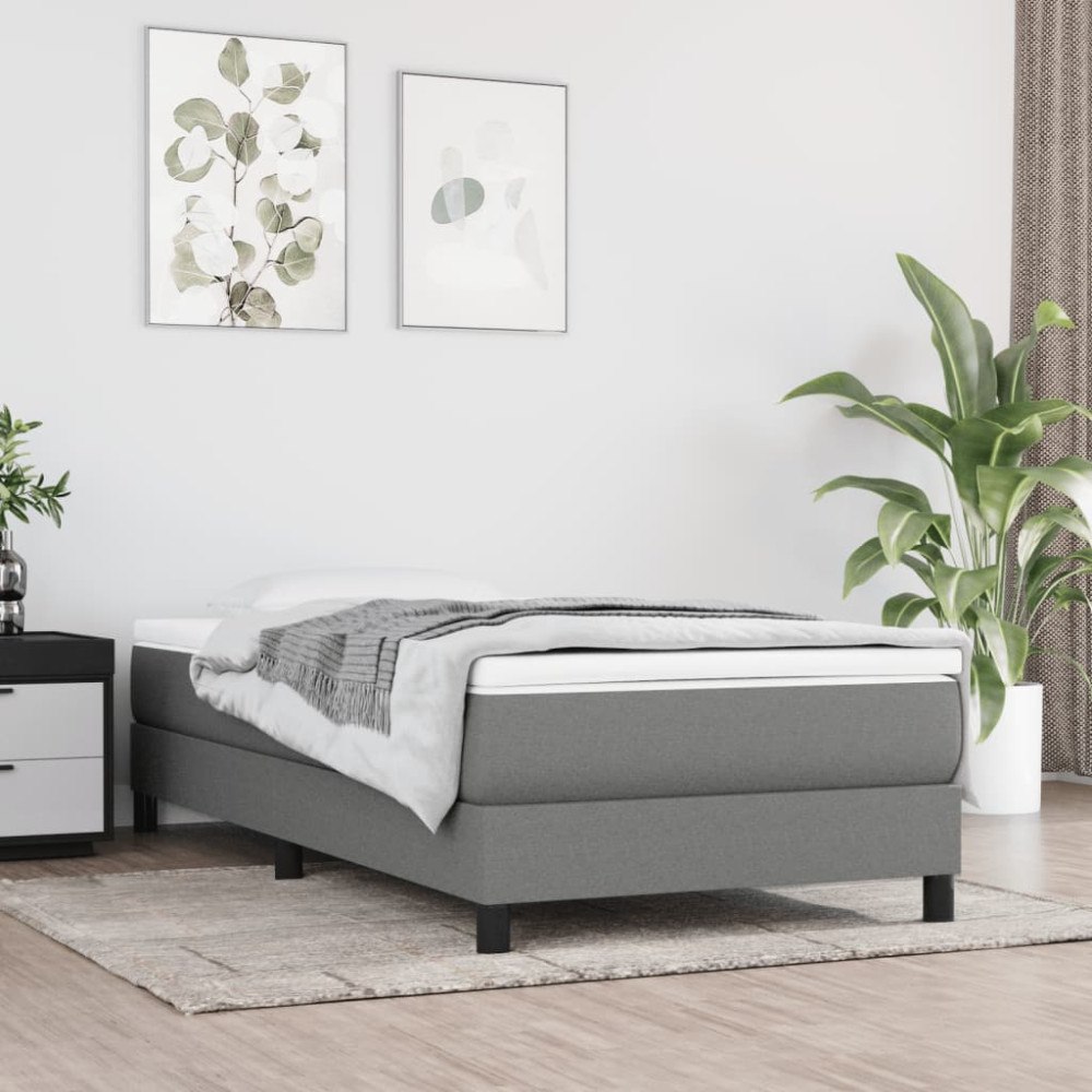 vidaXL Ramsäng med madrass mörkgrå 80x200 cm tyg