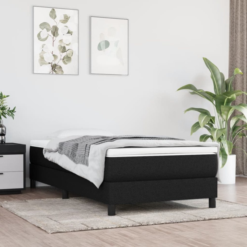 vidaXL Ramsäng med madrass svart 80x200 cm tyg
