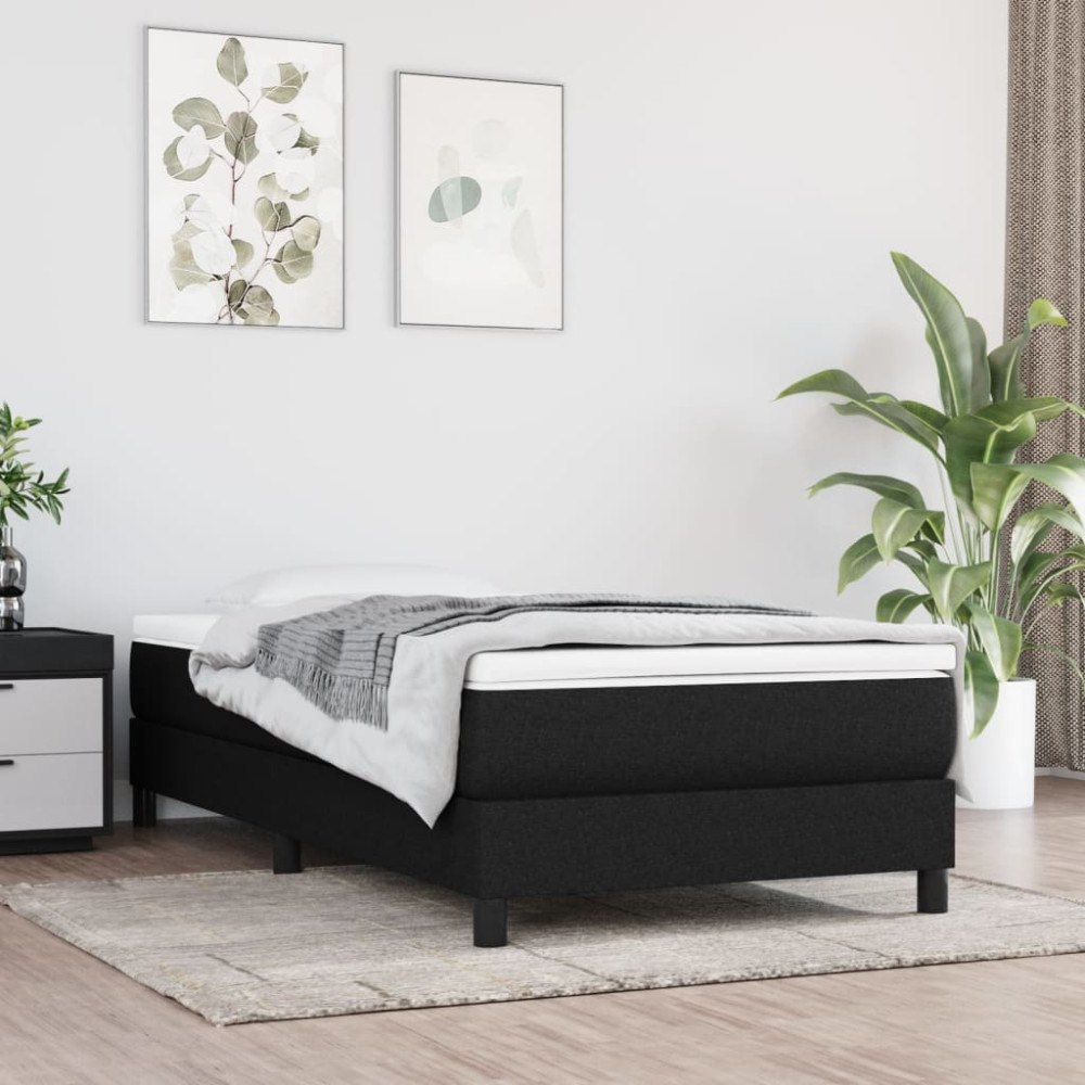 vidaXL Ramsäng med madrass svart 90x190 cm tyg