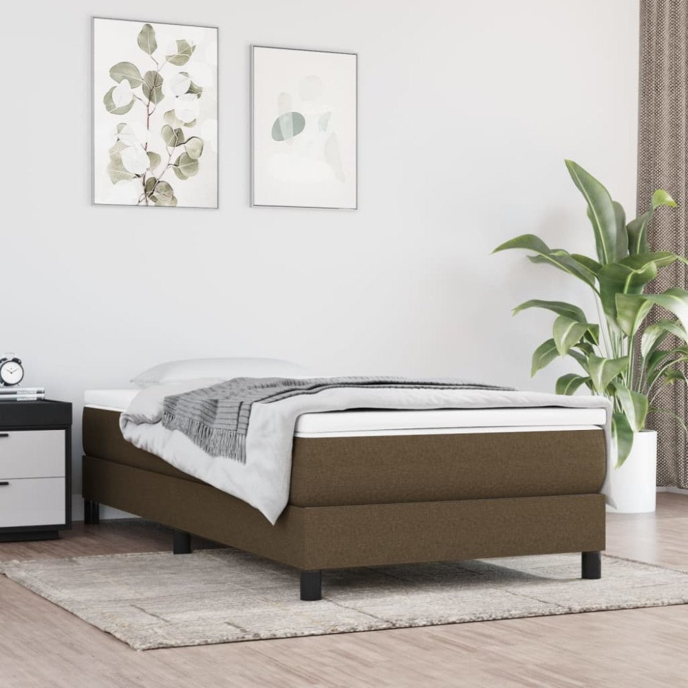 vidaXL Ramsäng med madrass mörkbrun 90x200 cm tyg