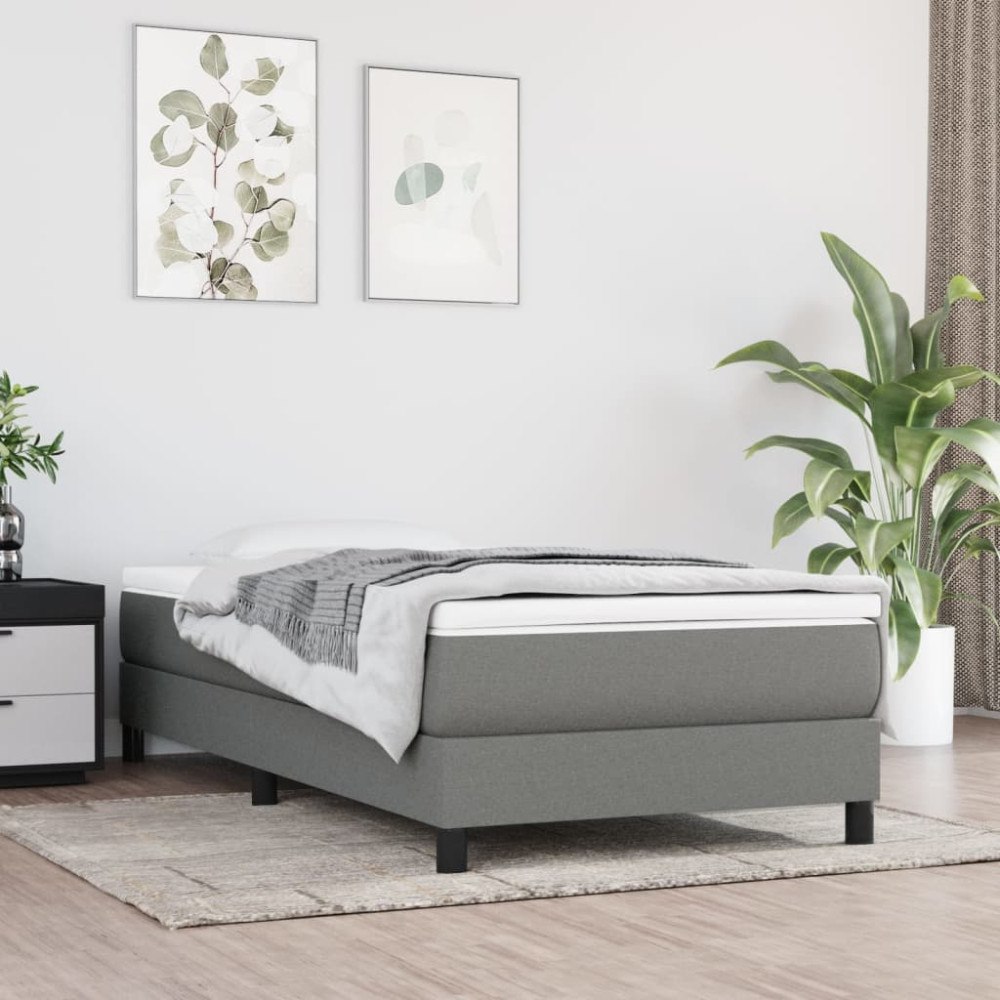 vidaXL Ramsäng med madrass mörkgrå 100x200 cm tyg