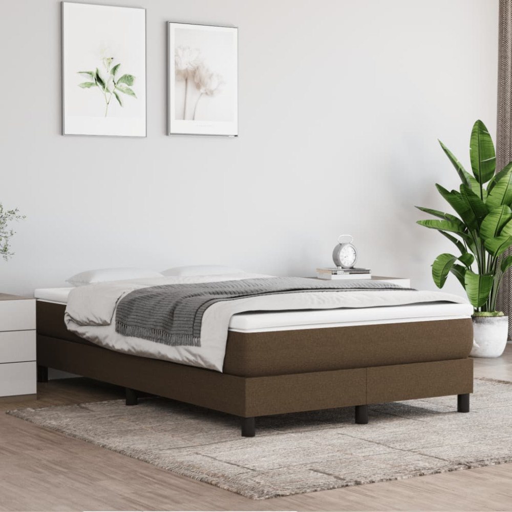 vidaXL Ramsäng med madrass mörkbrun 120x200 cm tyg