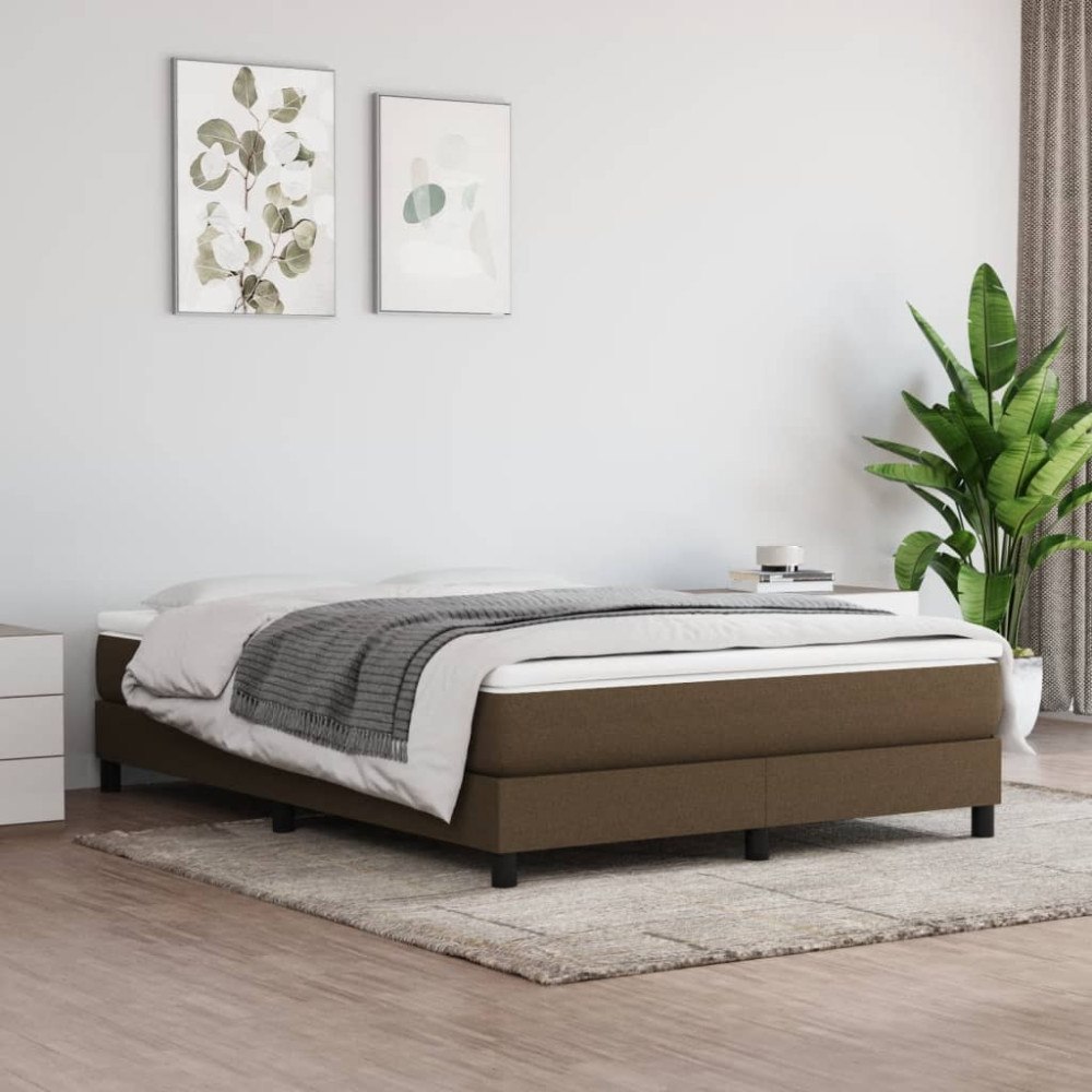 vidaXL Ramsäng med madrass mörkbrun 140x190 cm tyg