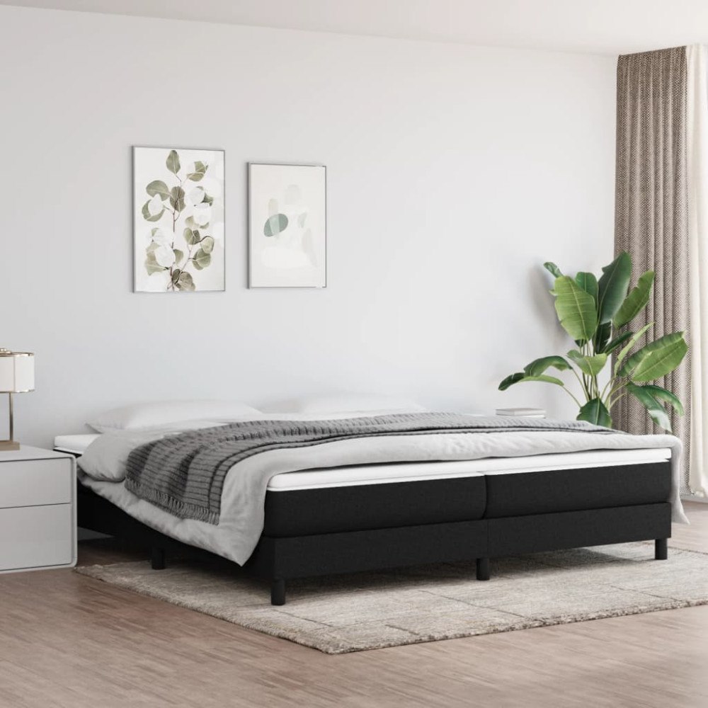 vidaXL Ramsäng med madrass svart 200x200 cm tyg
