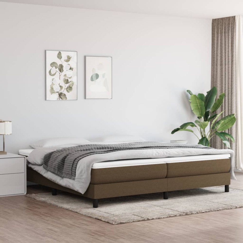vidaXL Ramsäng med madrass mörkbrun 200x200 cm tyg