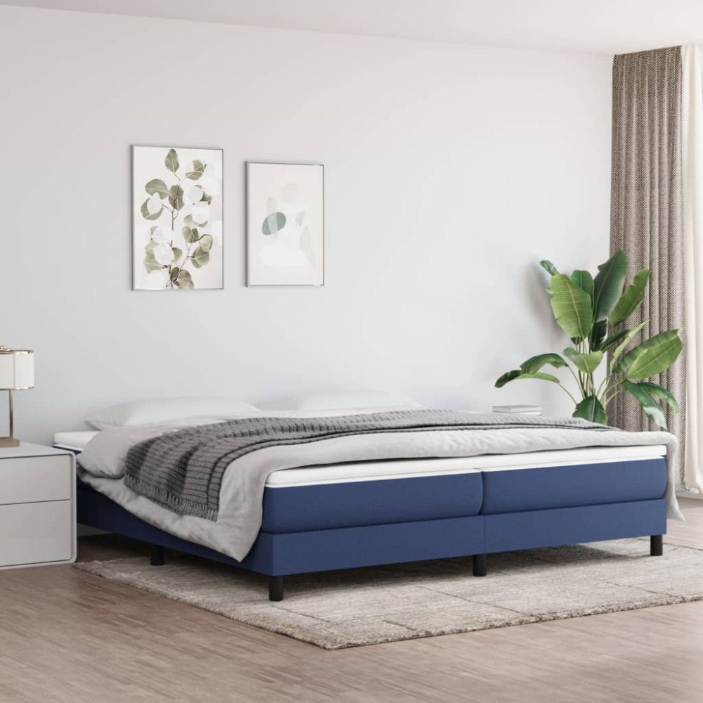 vidaXL Ramsäng med madrass blå 200x200 cm tyg