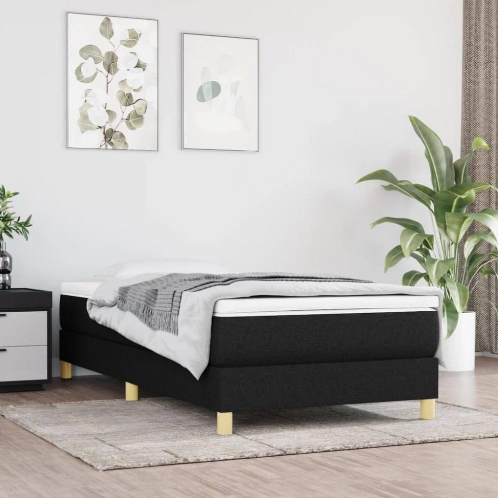 vidaXL Ramsäng med madrass svart 100x200 cm tyg