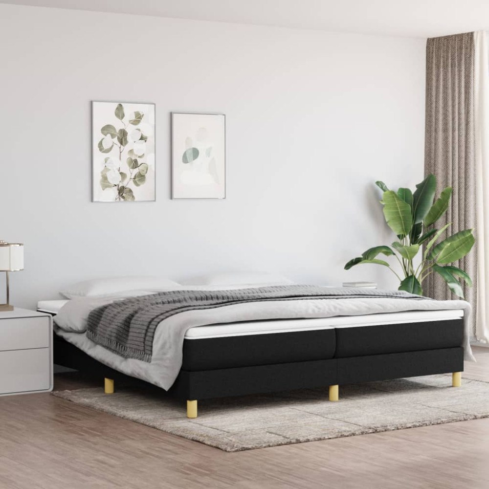 vidaXL Ramsäng med madrass svart 200x200 cm tyg