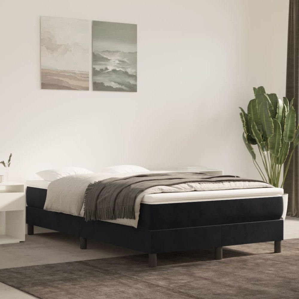 vidaXL Ramsäng med madrass svart 120x200 cm sammet