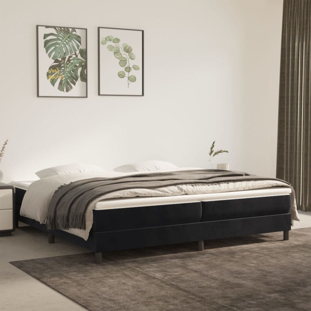 vidaXL Ramsäng med madrass svart 200x200 cm sammet