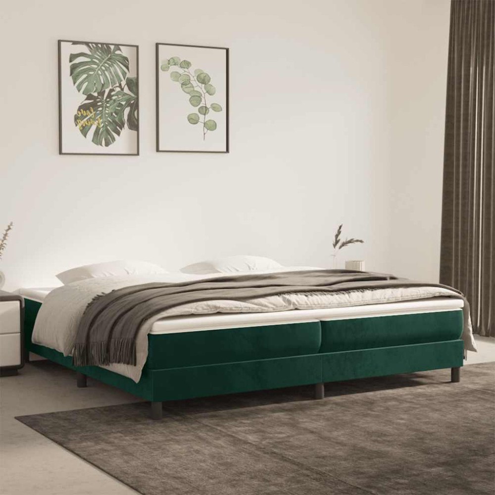 vidaXL Ramsäng med madrass mörkgrön 200x200 cm sammet