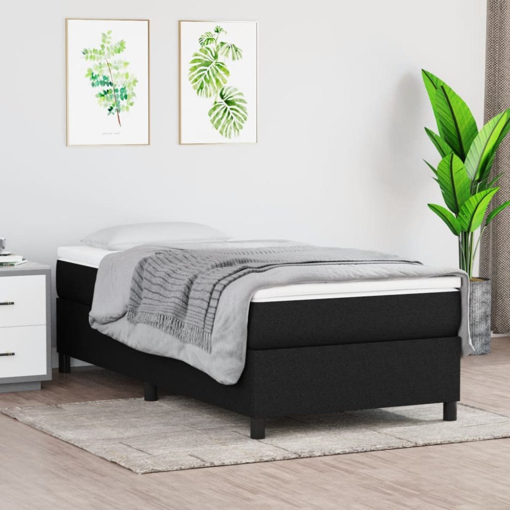 vidaXL Ramsäng med madrass svart 100x200 cm tyg