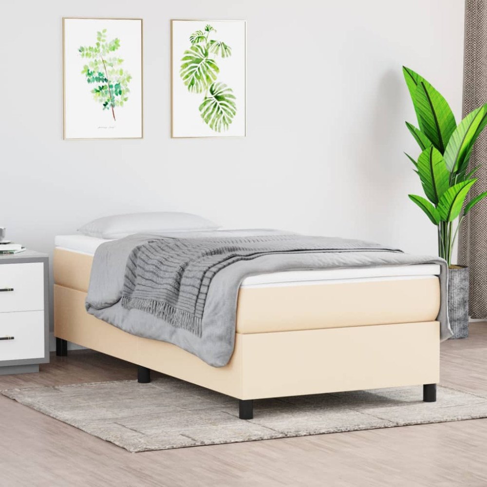 vidaXL Ramsäng med madrass gräddvit 100x200 cm tyg