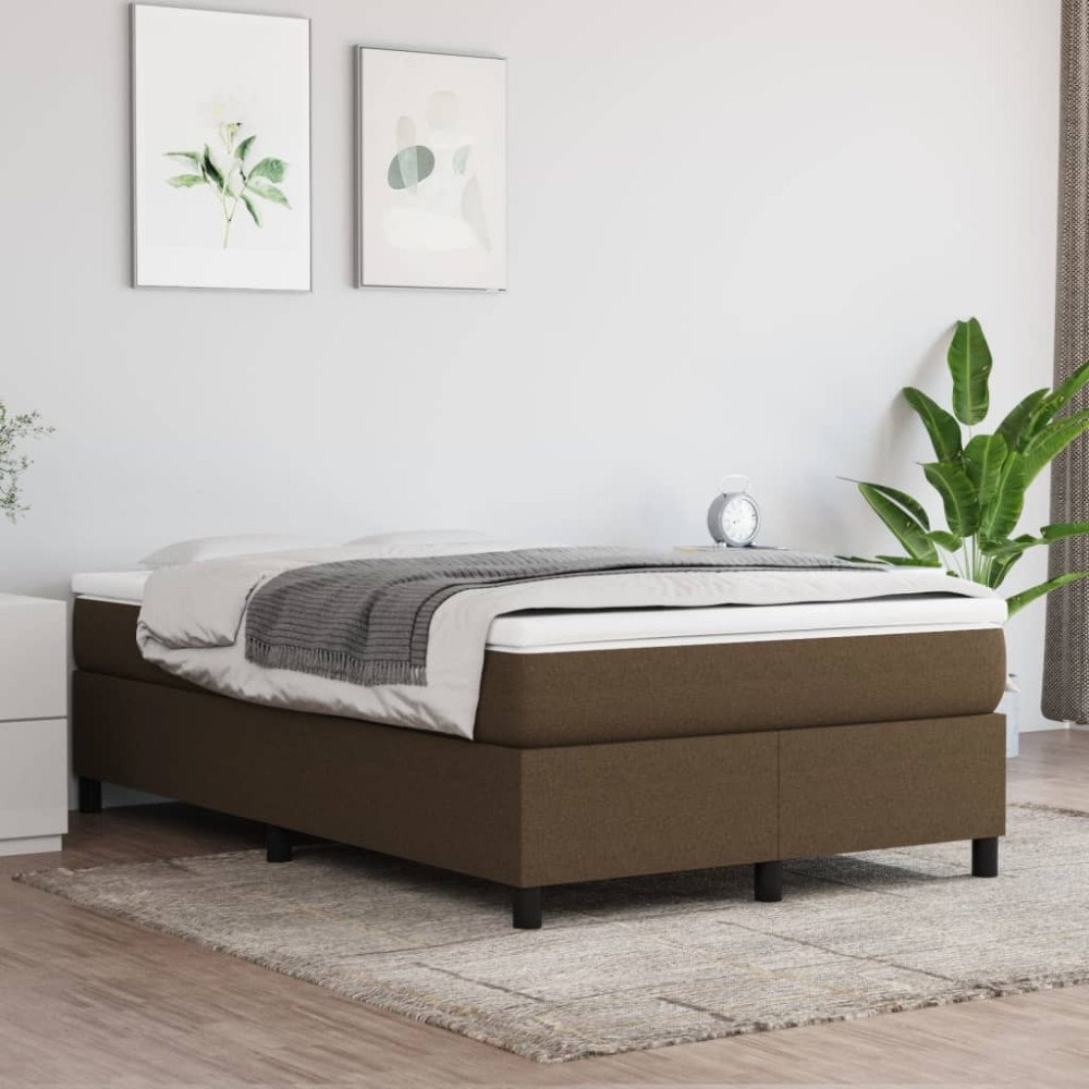 vidaXL Ramsäng med madrass mörkbrun 120x200 cm tyg