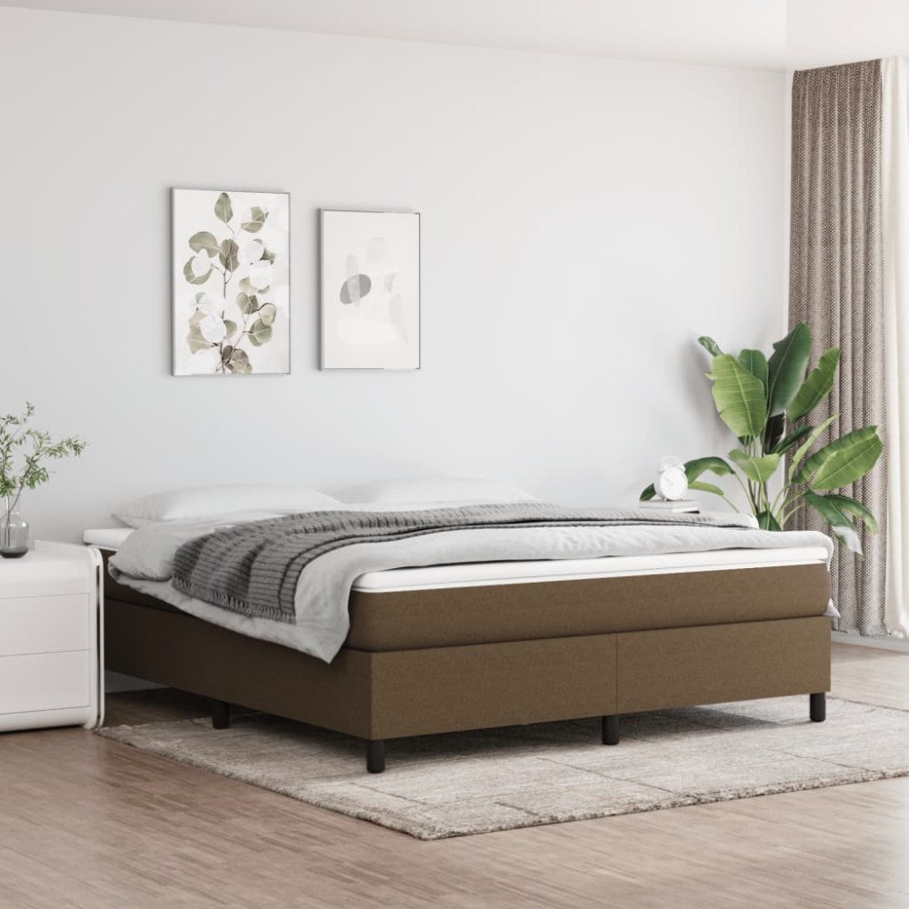 vidaXL Ramsäng med madrass mörkbrun 160x200 cm tyg