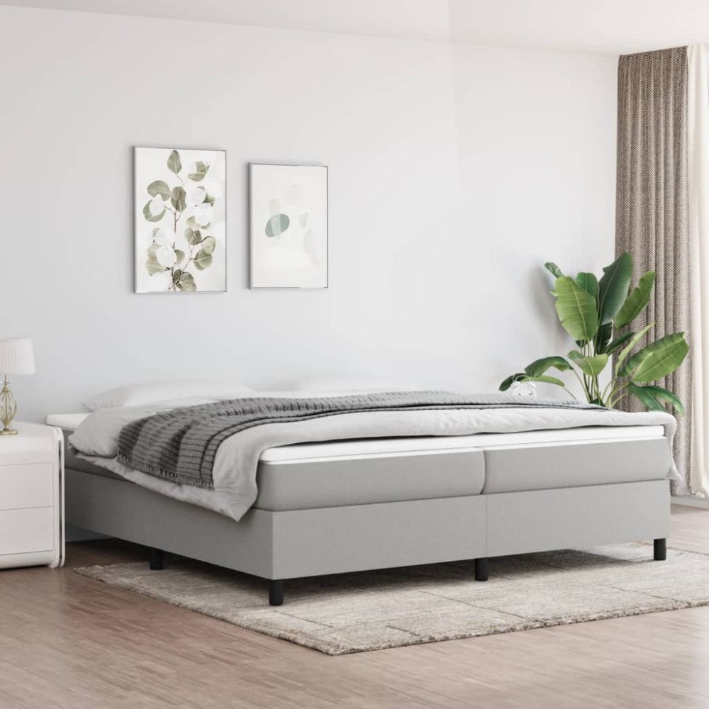 vidaXL Ramsäng med madrass ljusgrå 200x200 cm tyg