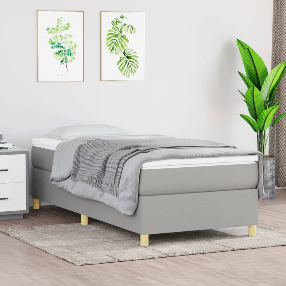 vidaXL Ramsäng med madrass ljusgrå 90x200 cm tyg