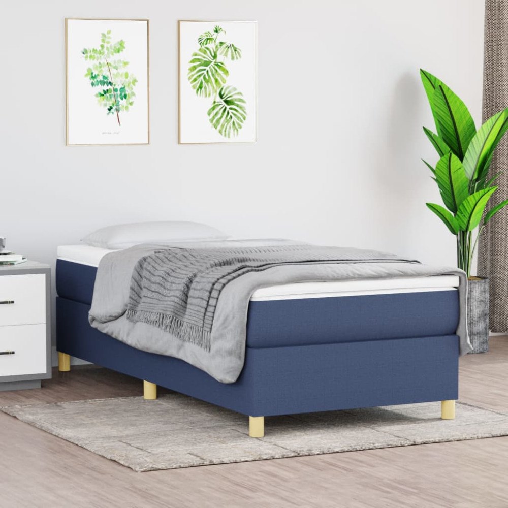 vidaXL Ramsäng med madrass blå 100x200 cm tyg