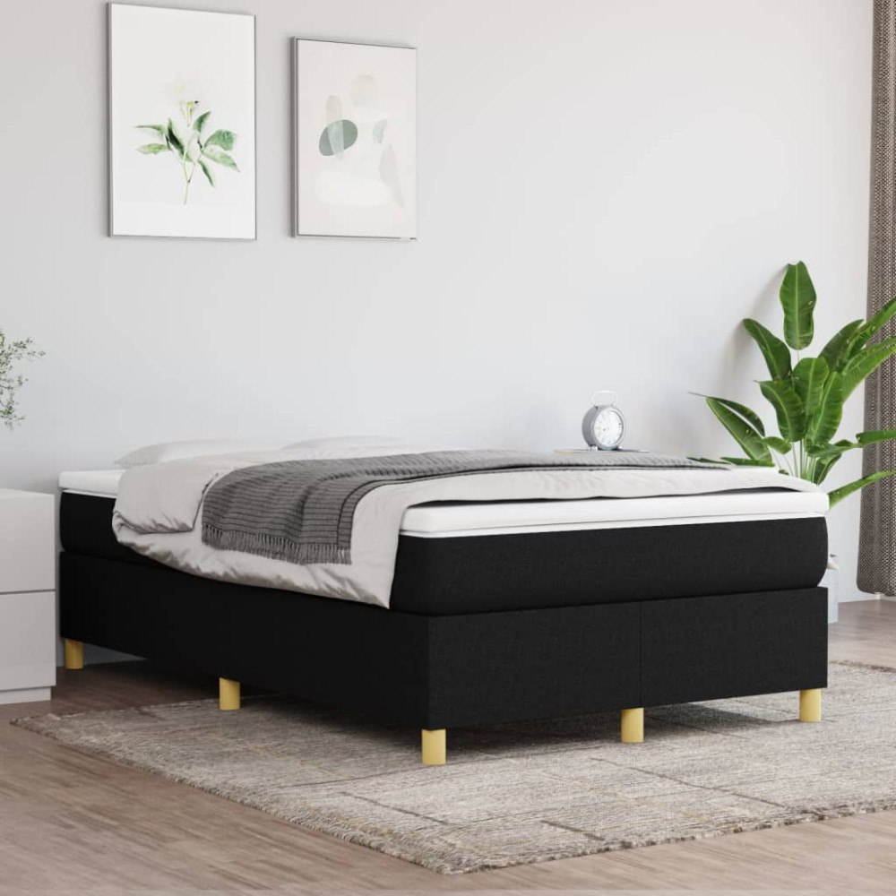 vidaXL Ramsäng med madrass svart 120x200 cm tyg