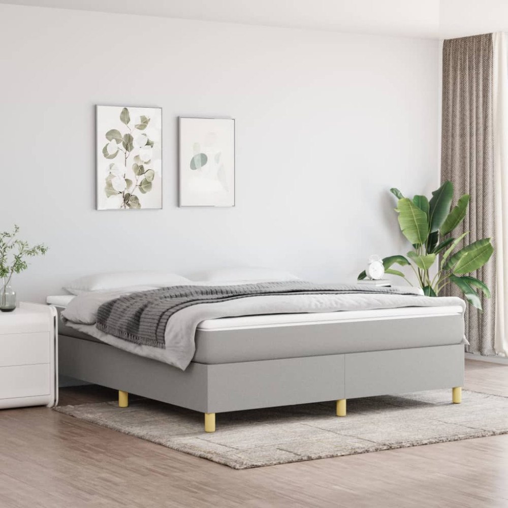 vidaXL Ramsäng med madrass ljusgrå 160x200 cm tyg
