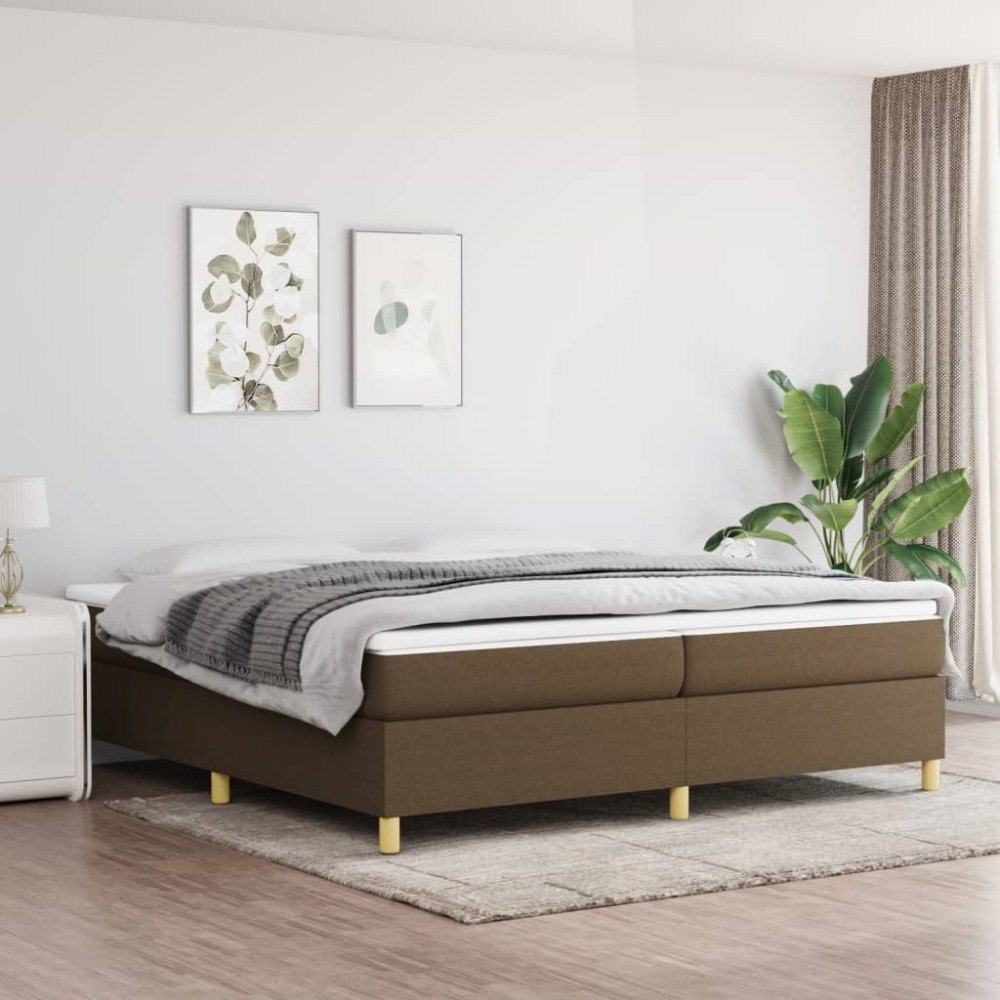 vidaXL Ramsäng med madrass mörkbrun 200x200 cm tyg