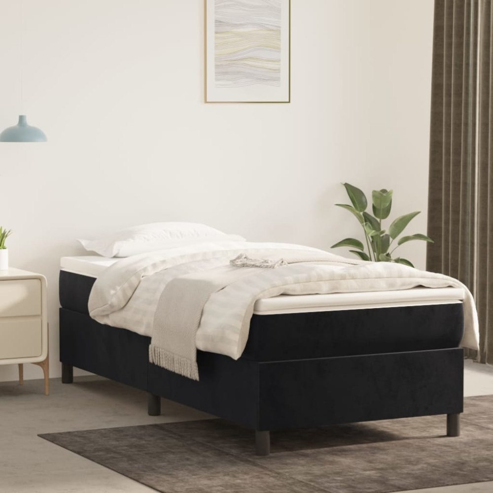 vidaXL Ramsäng med madrass svart 80x200 cm sammet