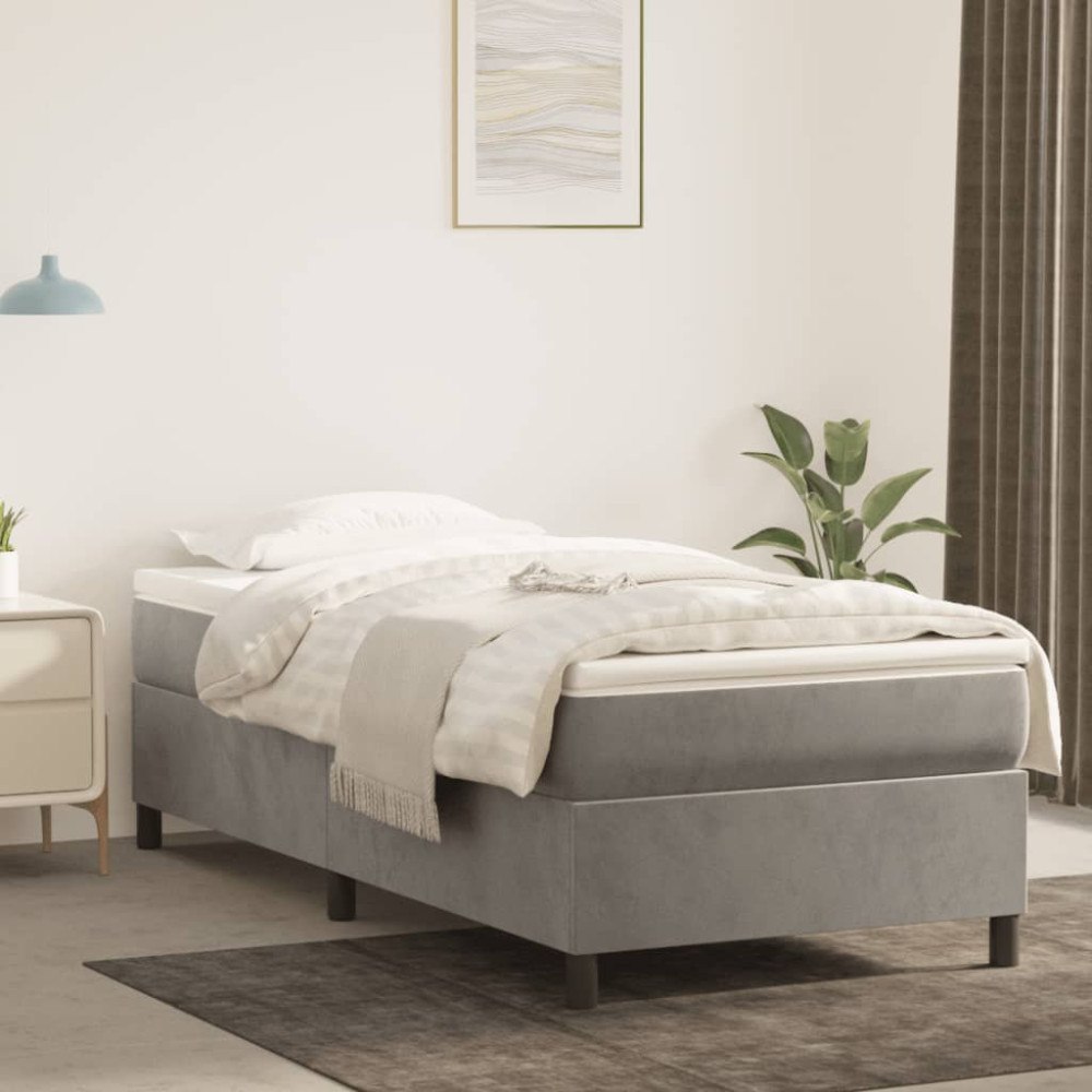 vidaXL Ramsäng med madrass ljusgrå 100x200 cm sammet
