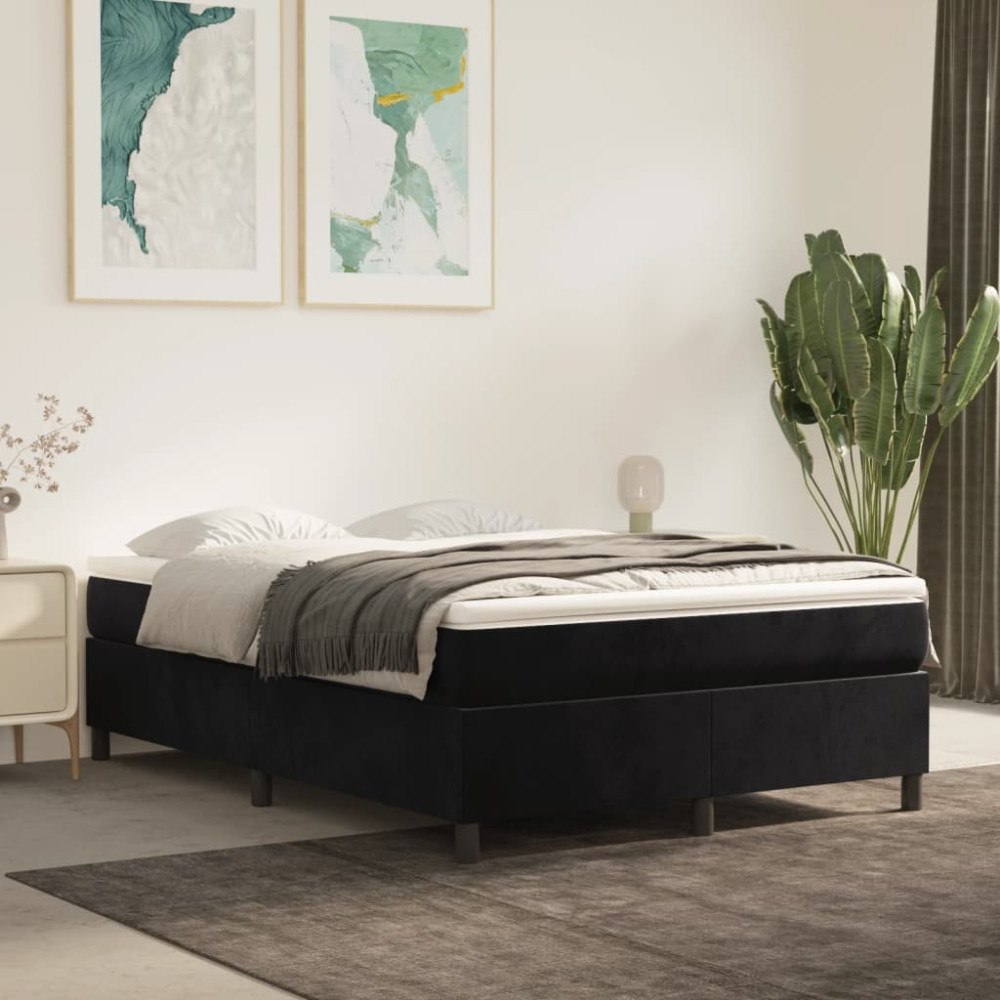 vidaXL Ramsäng med madrass svart 140x200 cm sammet