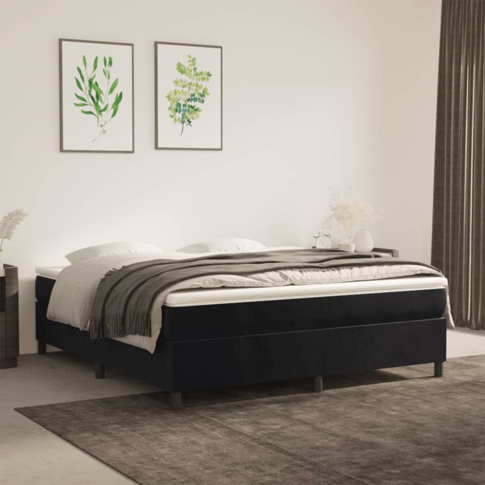 vidaXL Ramsäng med madrass svart 180x200 cm sammet