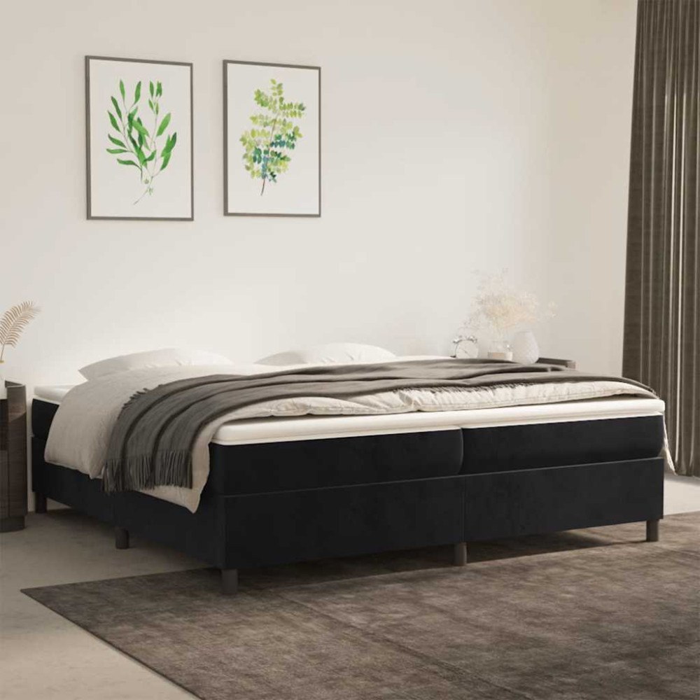 vidaXL Ramsäng med madrass svart 200x200 cm sammet