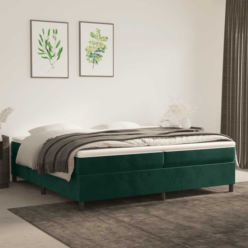 vidaXL Ramsäng med madrass mörkgrön 200x200 cm sammet