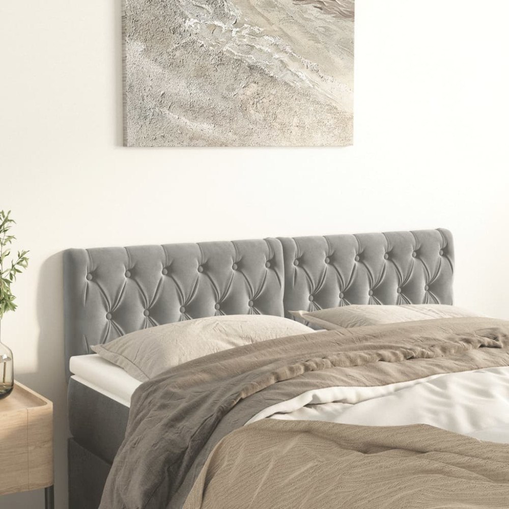 vidaXL Sänggavlar ljusgrå 144x7x78/88 cm sammet