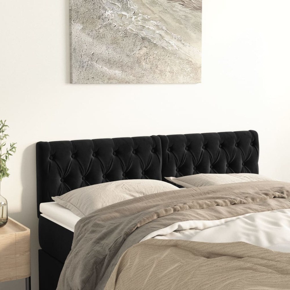 vidaXL Sänggavlar svart 144x7x78/88 cm sammet