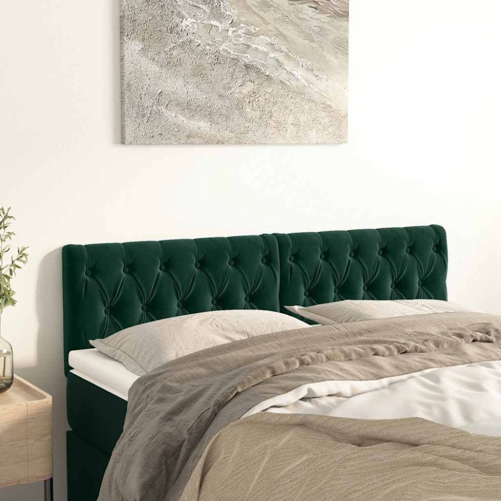 vidaXL Sänggavlar mörkgrön 144x7x78/88 cm sammet