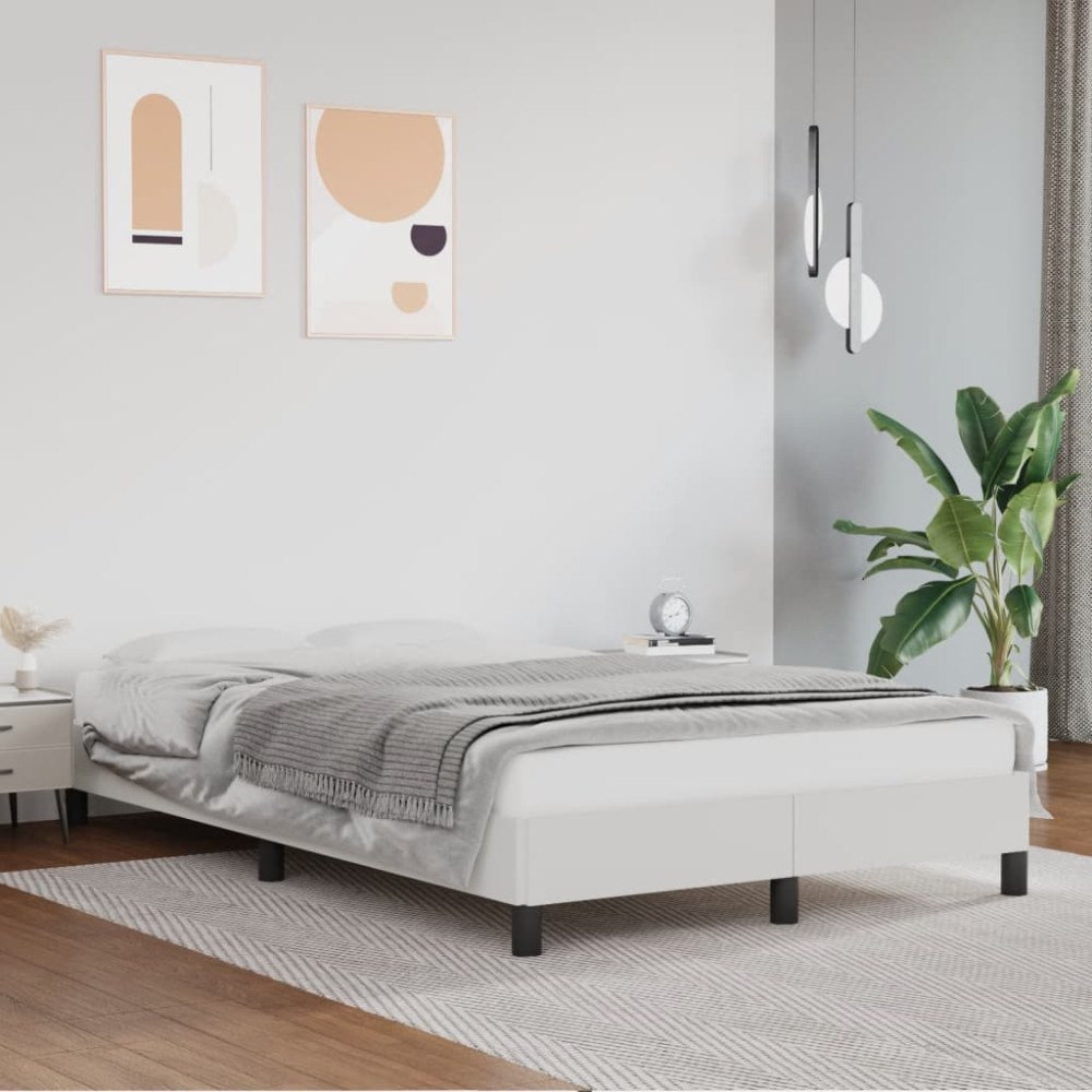 vidaXL Sängram vit 120x200 cm konstläder
