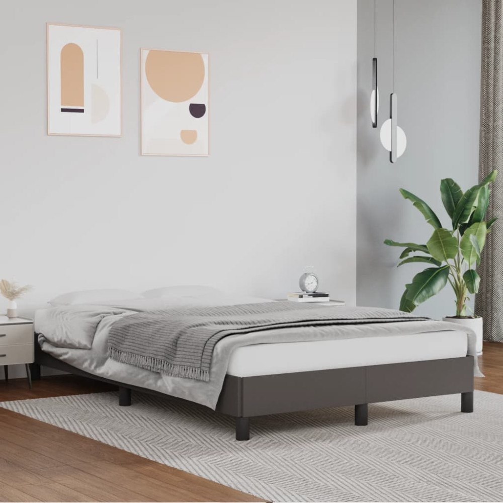 vidaXL Sängram grå 120x200 cm konstläder