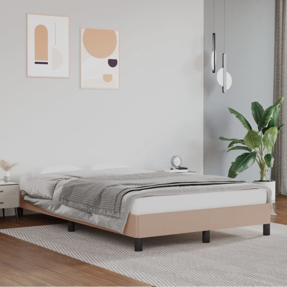 vidaXL Sängram cappuccino 120x200 cm konstläder