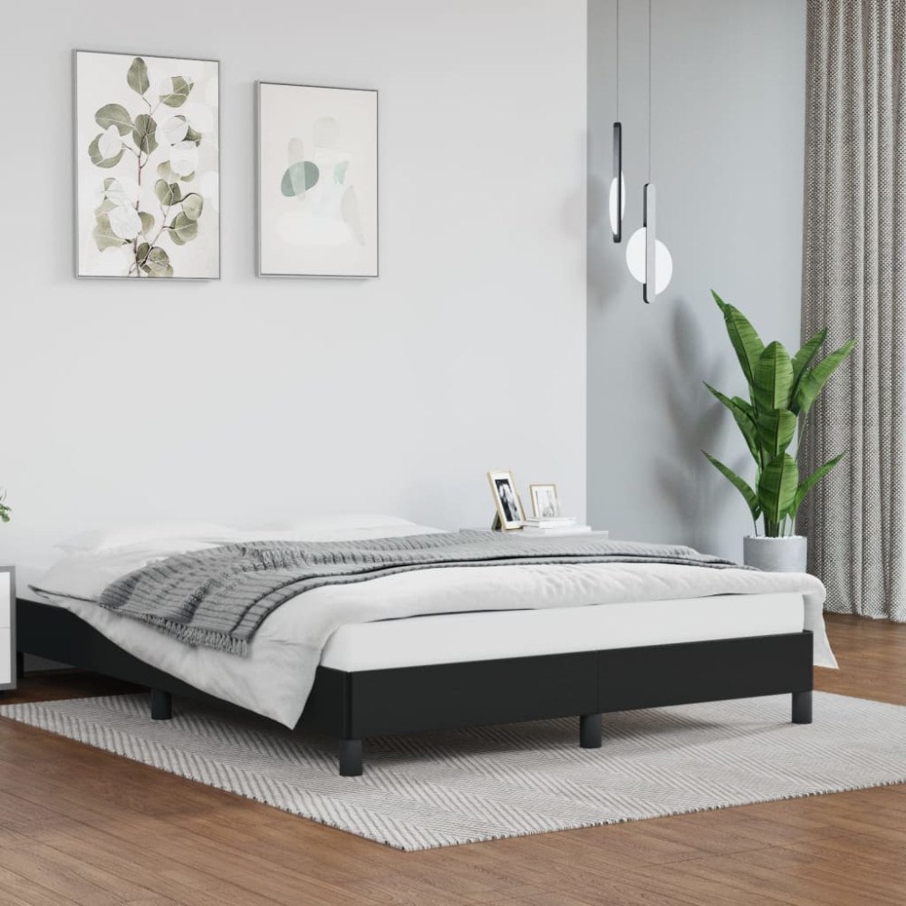 vidaXL Sängram svart 140x190 cm konstläder